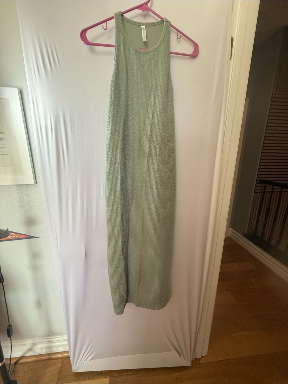 Fabletics Sage Green Ribbed Racerback Maxi Dress M - Picture 2 of 5